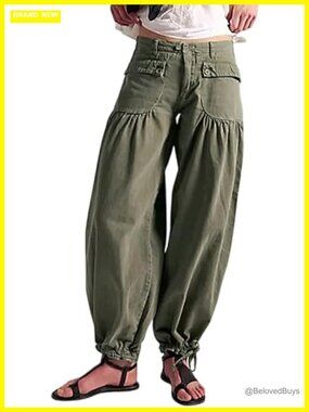 Wide Leg Baggy Tube Jeans Mid Rise Drawstring Ankle Denim Pants